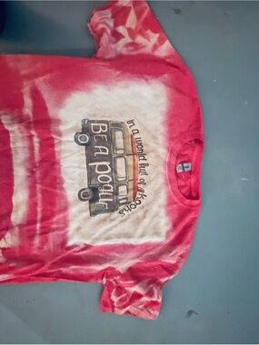 Kids Tie-Dye Pink Graphic Tee - "Be A Polite" Bus Design